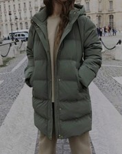 Zara Anorak Daunenjacke XL Khaki Grün Gold