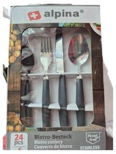 ALPINA Bistro-Besteck Set 24-teilig Edelstahl Silber Basic Besteck