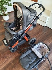 Kinderwagen Hartan Racer GT Kunstleder Hartschale orange grau