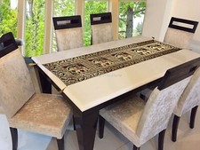 Bohemian Jacquard Tischläufer Brokat Schwarz Elefant Lange Quaste Tischdecke