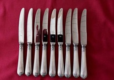 9 Messer Für Zwischengang Versilbertes Metall Orfevre Deetjen Modell Coquille