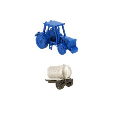 Spur N Traktor blau klein mit Gülle Anhänger, lackiert