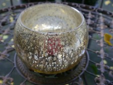 Lichtschale, Glas, Bauernsilber, silber-goldfarben, NEUWARE, Dekoartikel