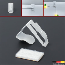 1-100 x Deko-Klipp Dekohaken Fensterhaken Fensterclip Edelstahl bis 6kg weiß