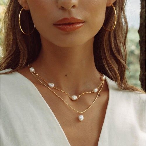 Damen kette perlenkette weiß - kette,