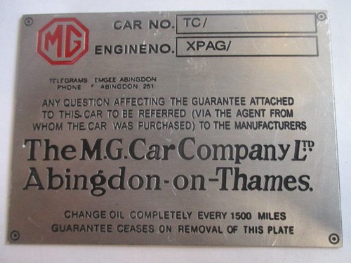 Typenschild schild - mg,