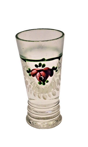 Antikes schnappsglas bemalt - antikes,