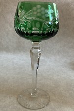 buntes  Überfangglas  grün  Weinglas handgeschliffen Kristall Christall