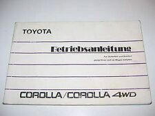 deutsche bedienungsanleitung Betriebsanleitung TOYOTA COROLLA 4WD Handbuch 1987