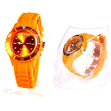 Armbanduhr Herren Damen Uhr Analog Sportuhr Orange Quarzuhr Silikon Armband