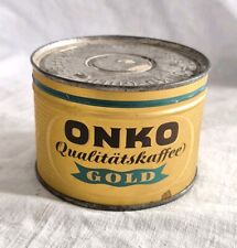 Alte Onko Kaffee Dose 250 g Blechdose 7,8 cm Werbung Bremer Qualitätskaffee Gold