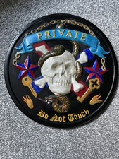 Do Not Enter Private Keramik Schädel Schlange Goth Rock Gamer Mann-Höhle Halloween