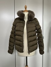HERNO Daunenjacke DE 38 36 34 IT44 khaki Grün Beige Daunen Jacke Echtfell