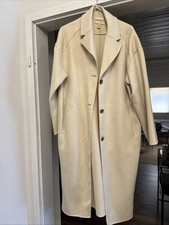 H&M Wollmantel Handmade, Oversize, Hellgelb, Creme, Vanille, Gr. XS