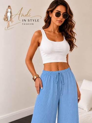 Damen leinenoptik palazzo hose - damen,