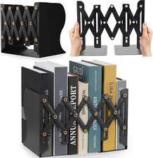 Buchstützen Metall, Verstellbare Buchhalter Regal Schwarz für Büro, Bibliothek