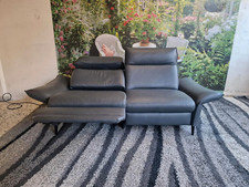 Hukla 2,5 Sitzer N2743 Echtleder Cloudy schiefer, Wallaway motorischer Relaxsitz