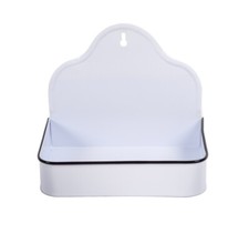 Wandkorb Shabby Chic Landhaus Metallkorb Emaille Optik Wandschale antikweiß