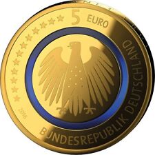 5 Euro Blauer Planer 2016 ST D mit 24 Karat fein vergoldet