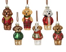 1 Christbaumschmuck Glas 10,9cm Hund  Figuren  Weihnachtsbaumschmuck Rot Braun