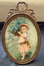 Altes Miniatur Bild Bilderrahmen Miniaturbild 9,5x15cm Hängend/stehend