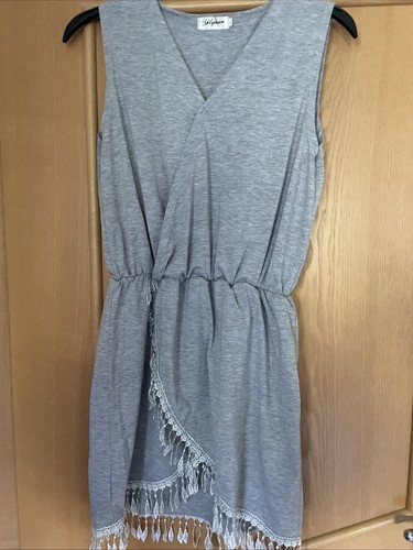 Strandkleid grau wickeloptik - strandkleid,