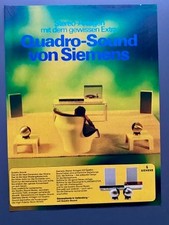 Quadro-Sound von Siemens HiFi Stereoanlage 1972 Vintage Ad Werbung Reklame V2