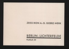 BERLIN-ZEHLENDORF, Postkarte 1936, Zeiss Ikon AG Goerzwerk Halter Sicherungen