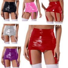 Damen Lack Leder Strumpfgürtel Breit Strapsgürtel Strumpfhalter Wetlook Dessous