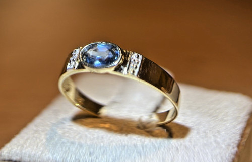 Karat gold ring aquamarin - 14,