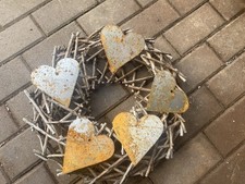 5 Stück rostige Deko-Herzen aus 1 mm Stahlblech, 12 cm x 12 cm