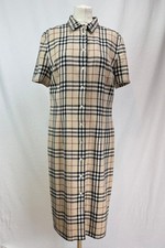 ORIGINAL BURBERRY Damen Kleid Hemdkleid Wolle Leinen Strickkleid Vintage 42 L XL