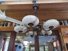 Antike Deckenlampe Kronleuchter Messing Massiv, 5-Arm, ca 20 Kg mit Marmorschale