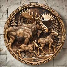 Rustikal Elch 2 Holz Wand-Deko