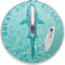 Palau 2021 5$ - Great White Shark - 1 Oz Proof silber Münze