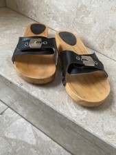 Holzklepper, Sandale, Pantolette, Gr. 40, Bio Rock, Leder schwarz, gebraucht