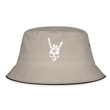 Heavy Metal Totenkopf mit Teufelshörner Hand Bucket Hat