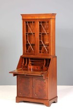 Stilvoller Englischer Sekretär Original Heldense Büro Aufsatzsekretär Eibe Antik