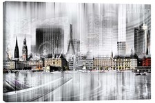 Leinwandbild Hamburg-Skyline, abstrakt - Städtecollagen