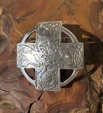 Gürtelschnalle Gürtelschließe 925 Silber f Leder Gürtel Kreuz keltisch Wikinger 