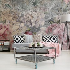 VLIES FOTOTAPETE Tapete Wandbilder BLUMEN Pfingstrosen Beton Vintage 3D 5086.