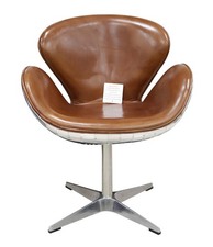 Eggchair Leder Braun Metall