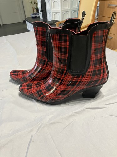 Gummistiefeletten rot karo - gummistiefeletten,