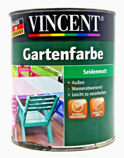 Vincent Gartenfarbe Deckfarbe Holzfarbe für Gartenmöbel Eisbärweiß - 0,75 l