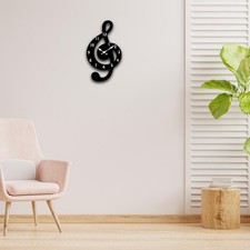 Musik-Wanduhr mit Musiknote, minimalistisch, modern, einfache Installation,