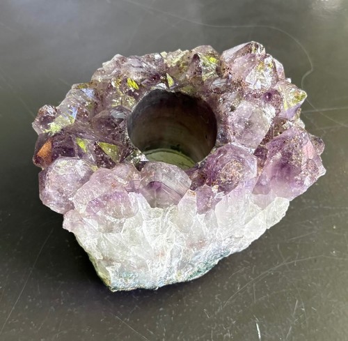 Roh amethyst mit teelicht - ,