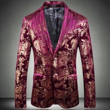 Herren Samt Folie Druck Anzug