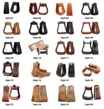 Pferd Western Steigbügel Saddle Tack Floral Handarbeit verziert Leder bezogen...