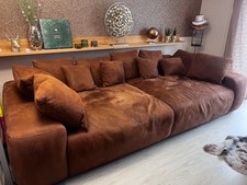 Sofa Couch Big-Sofa Big Sofa braun Velour