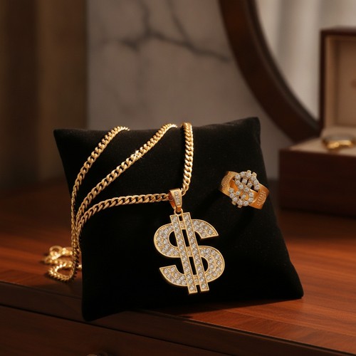 Hip hop kette dollar - kette, ring